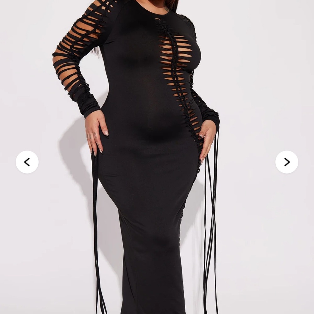 FN Long Sleeve Sexy Black Cut-Out Dress
